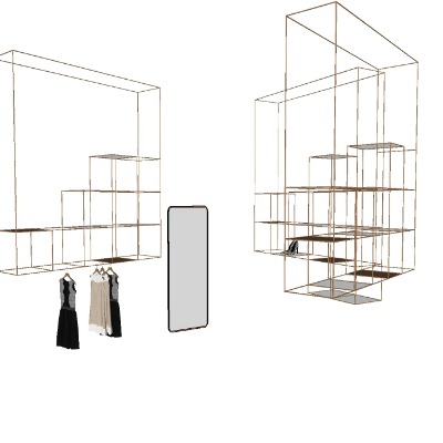  现代服装展示架su模型下载 