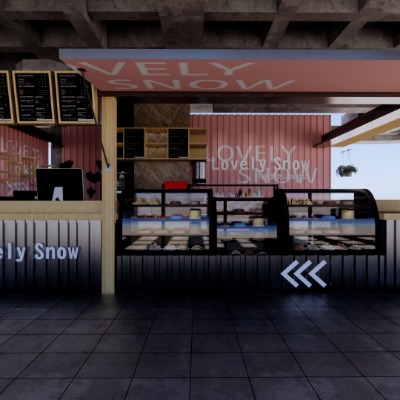  现代奶茶店面包店su模型下载 