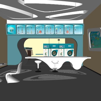  现代洗衣店su模型下载 