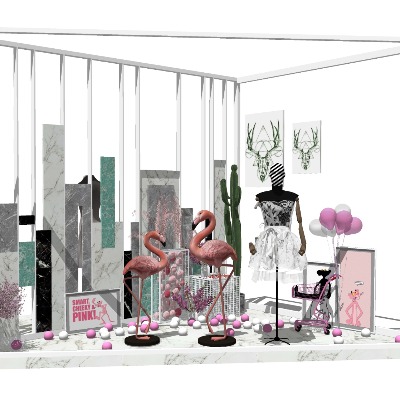  现代服装橱窗su模型下载 