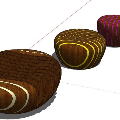  现代户外公用椅su模型下载 