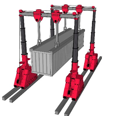  工业龙门吊车起重机su模型下载 