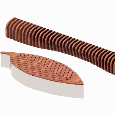  自然风树叶景观凳公用椅su模型下载 