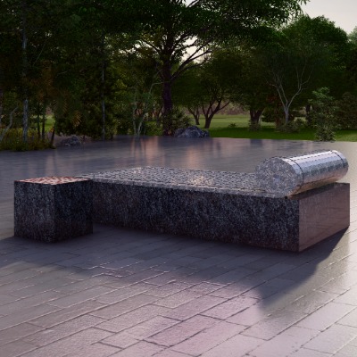  新中式景观座椅公用椅su模型下载 