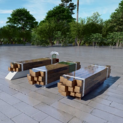  新中式景观座椅公用椅su模型下载 