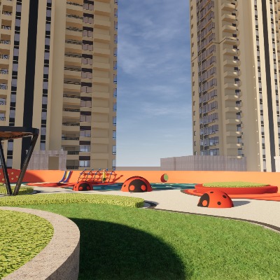  现代小区儿童活动区su模型下载 