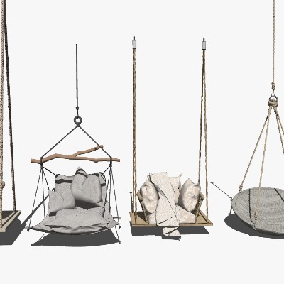  现代藤编休闲吊椅su模型下载 