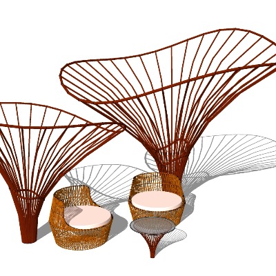 现代户外公共座椅su模型下载 
