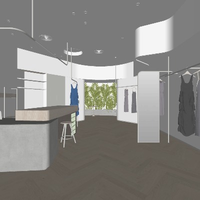  现代服装店su模型下载 