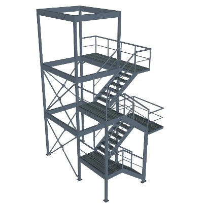  工业风铁架操作平台su模型下载 