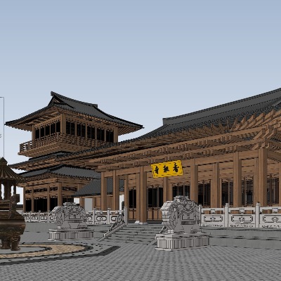  中式古建寺庙su模型下载 