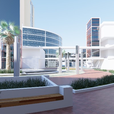  现代商业步行街su模型下载 