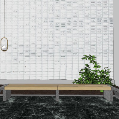  现代长凳公用椅su模型下载 