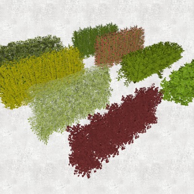  现代植物篱墙绿篱su模型下载 