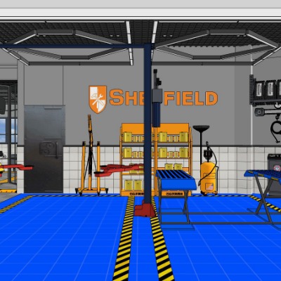  现代汽修店su模型下载 