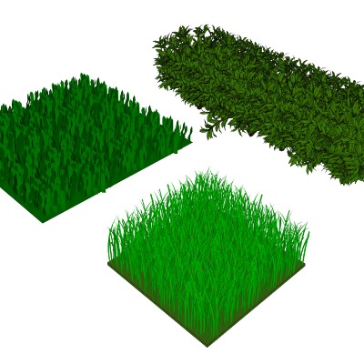  现代草坪灌木绿篱su模型下载 