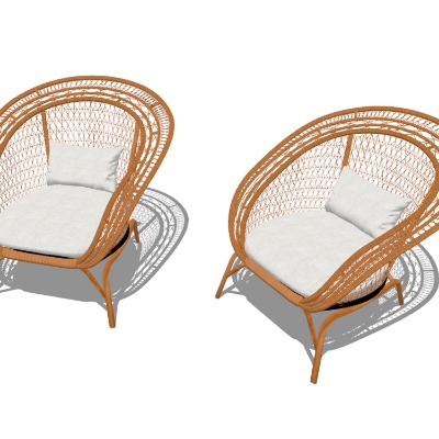  现代藤编户外椅su模型下载 