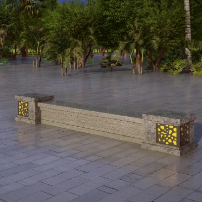  新中式景观座椅石凳公用椅su模型下载 