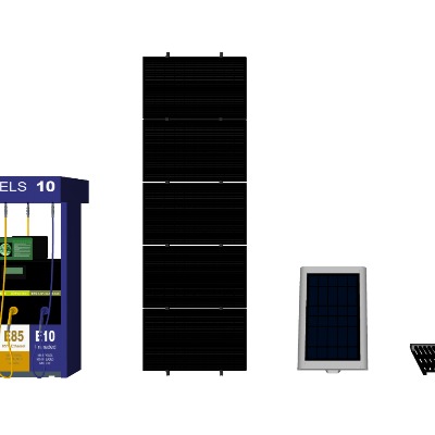  现代光伏电池板加油站su模型下载 