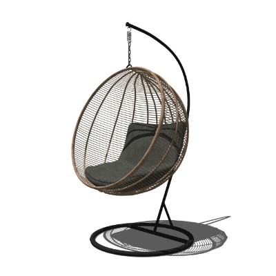  现代藤编吊椅su模型下载 