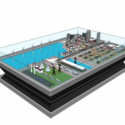  现代建筑规划沙盘su模型下载 