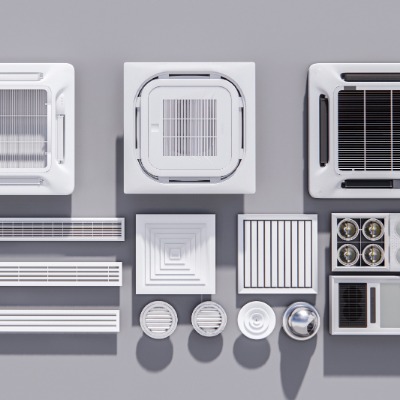  现代出风口新风口空调su模型下载 