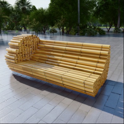  自然风景观座椅竹椅公用椅su模型下载 