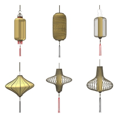  新中式灯笼装饰灯su模型下载 