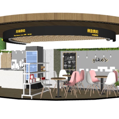  现代甜品店蛋糕店su模型下载 