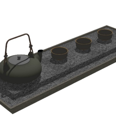  新中式茶杯茶壶茶具su模型下载 