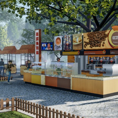  现代商业外摆售卖亭su模型下载  