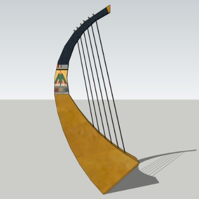  现代埃及竖琴乐器su模型下载 