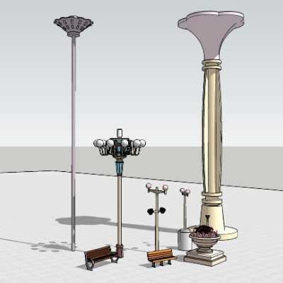  现代户外灯路灯su模型下载 