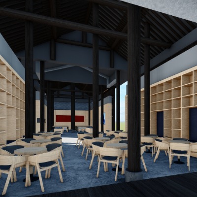  新中式展厅展馆休息区su模型下载 