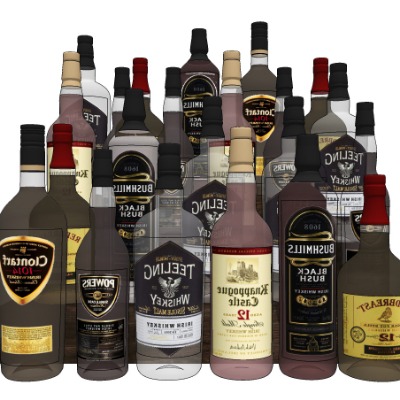  现代洋酒酒水su模型下载 