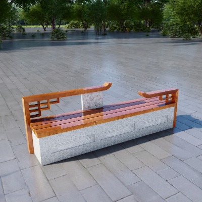  新中式景观座椅公用椅su模型下载 