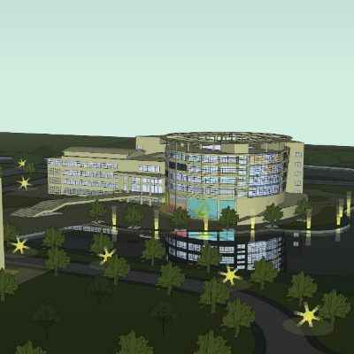  现代学校鸟瞰su模型下载 
