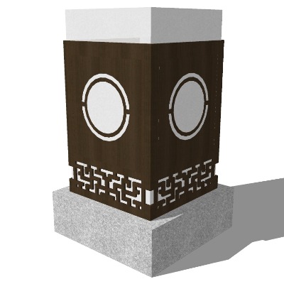  新中式庭院景观灯su模型下载 