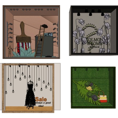  现代商店橱窗su模型下载 