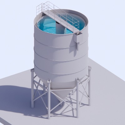  现代金属沉淀水箱su模型下载 