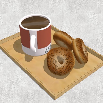  现代咖啡甜甜圈食物su模型下载 