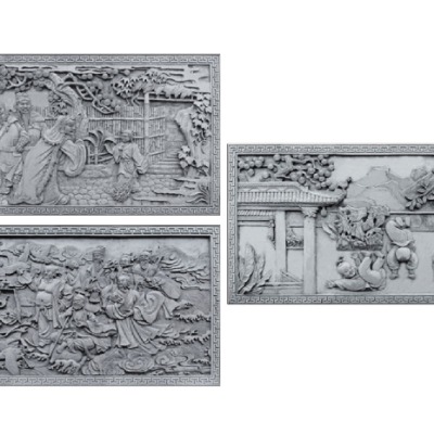  中式浮雕砖雕构件su模型下载 