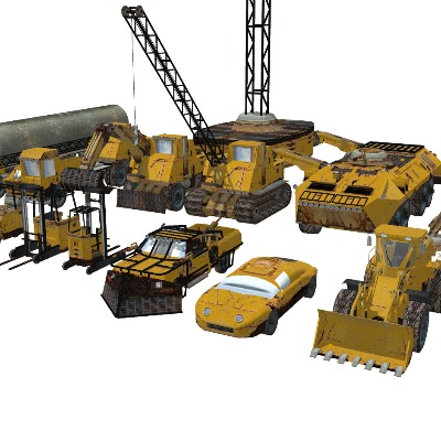  现代工程车叉车铲车铲运车su模型下载 
