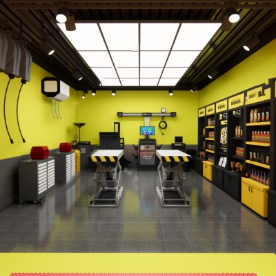  现代汽车修理店su模型下载 