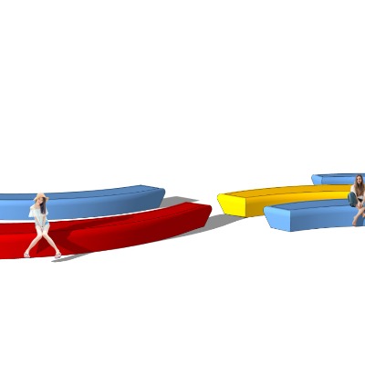  现代景观座椅公用椅su模型下载 