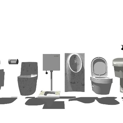  现代马桶便器su模型下载 