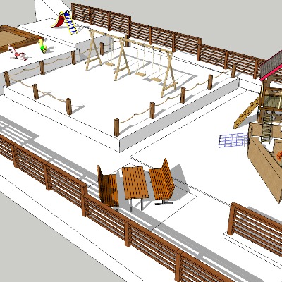  现代儿童游乐园su模型下载 