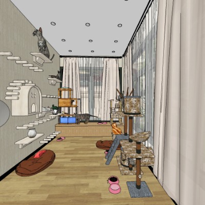  现代宠物店猫店su模型下载 