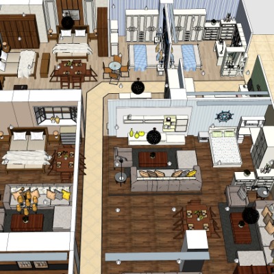  现代家居店su模型下载 