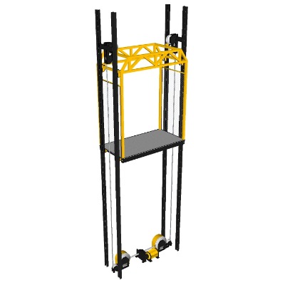  现代工地升降机su模型下载 